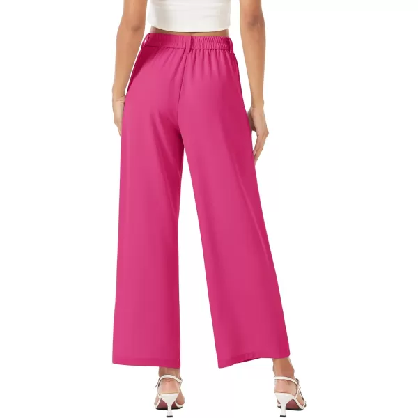 MAGCOMSEN Women's Wide Leg Pant Casual Work Dress Pants High Elastic Waisted Palazzo Flowy Trousers with Pockets