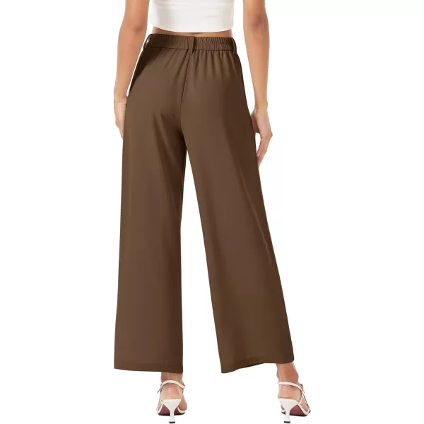 MAGCOMSEN Women's Wide Leg Pant Casual Work Dress Pants High Elastic Waisted Palazzo Flowy Trousers with Pockets