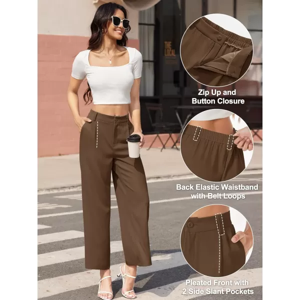 MAGCOMSEN Women's Wide Leg Pant Casual Work Dress Pants High Elastic Waisted Palazzo Flowy Trousers with Pockets