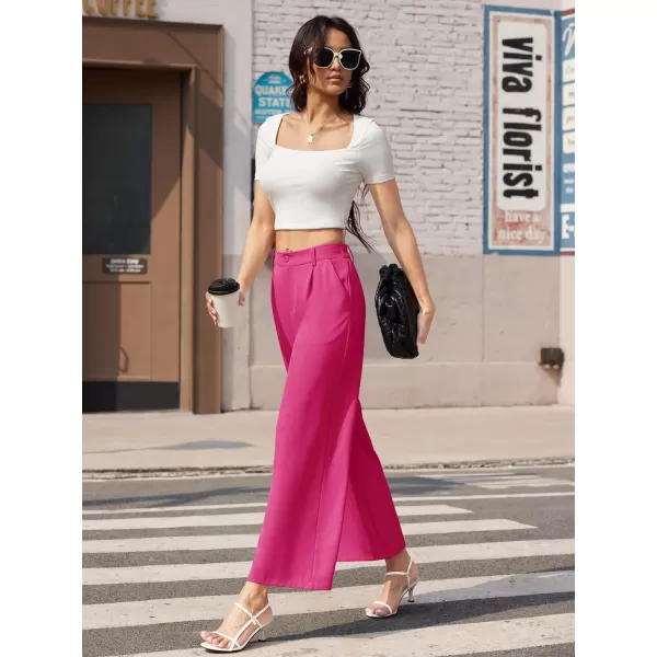 MAGCOMSEN Women's Wide Leg Pant Casual Work Dress Pants High Elastic Waisted Palazzo Flowy Trousers with Pockets