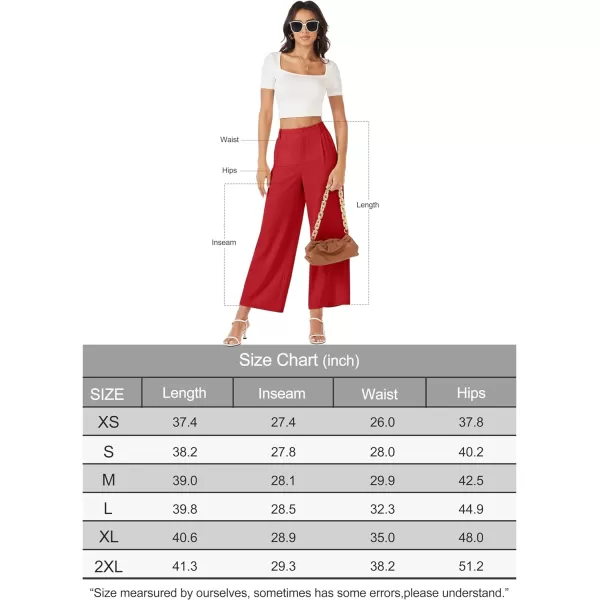 MAGCOMSEN Women's Wide Leg Pant Casual Work Dress Pants High Elastic Waisted Palazzo Flowy Trousers with Pockets