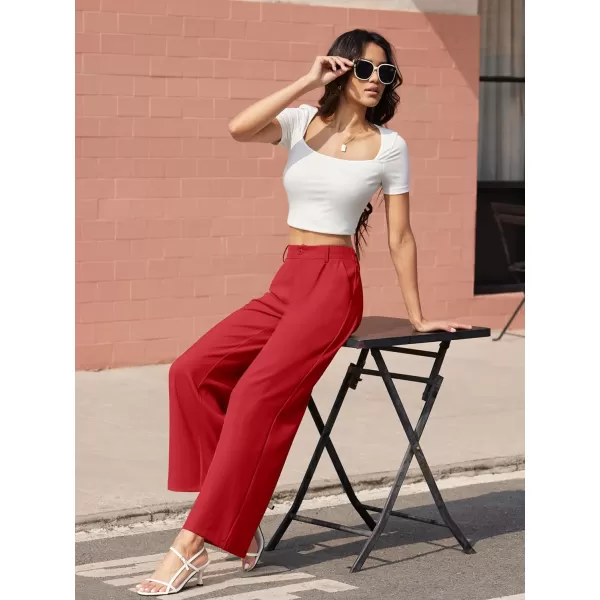 MAGCOMSEN Women's Wide Leg Pant Casual Work Dress Pants High Elastic Waisted Palazzo Flowy Trousers with Pockets