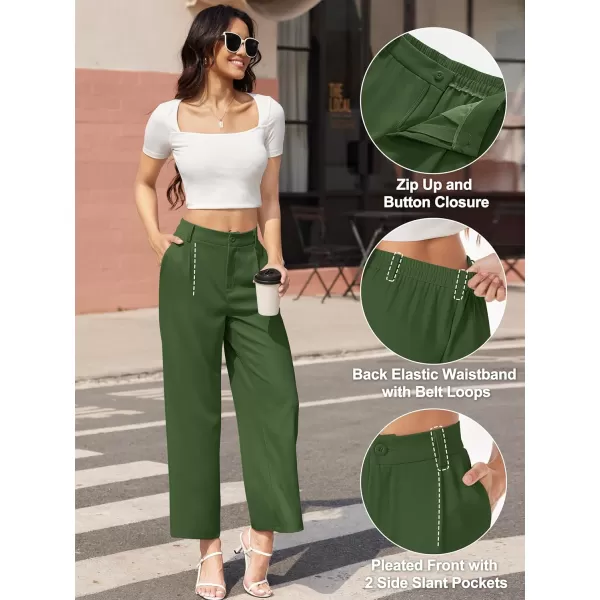 MAGCOMSEN Women's Wide Leg Pant Casual Work Dress Pants High Elastic Waisted Palazzo Flowy Trousers with Pockets