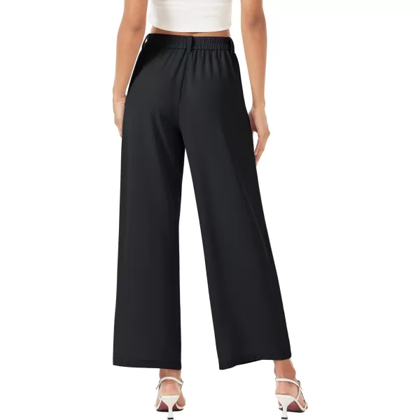 MAGCOMSEN Women's Wide Leg Pant Casual Work Dress Pants High Elastic Waisted Palazzo Flowy Trousers with Pockets
