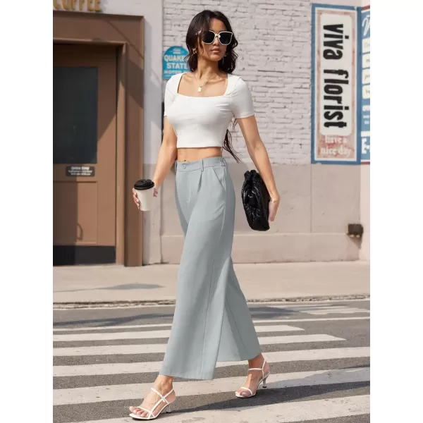 MAGCOMSEN Women's Wide Leg Pant Casual Work Dress Pants High Elastic Waisted Palazzo Flowy Trousers with Pockets