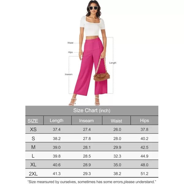 MAGCOMSEN Women's Wide Leg Pant Casual Work Dress Pants High Elastic Waisted Palazzo Flowy Trousers with Pockets