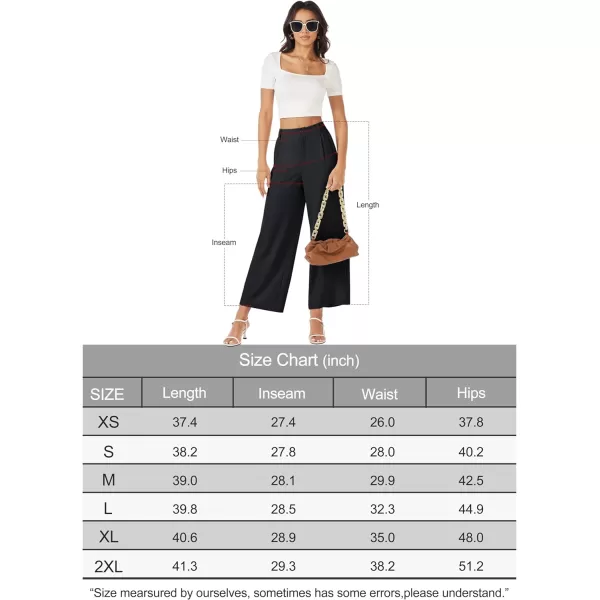 MAGCOMSEN Women's Wide Leg Pant Casual Work Dress Pants High Elastic Waisted Palazzo Flowy Trousers with Pockets
