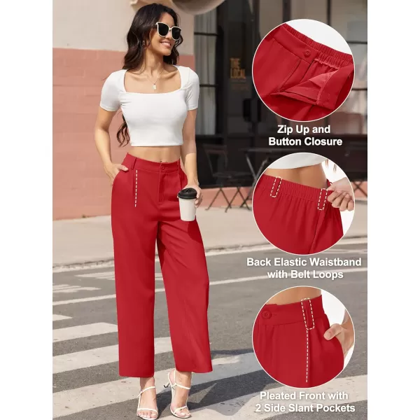 MAGCOMSEN Women's Wide Leg Pant Casual Work Dress Pants High Elastic Waisted Palazzo Flowy Trousers with Pockets