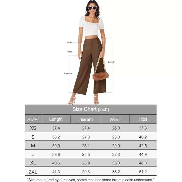 MAGCOMSEN Women's Wide Leg Pant Casual Work Dress Pants High Elastic Waisted Palazzo Flowy Trousers with Pockets