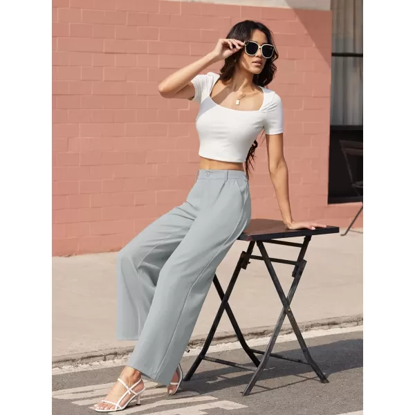 MAGCOMSEN Women's Wide Leg Pant Casual Work Dress Pants High Elastic Waisted Palazzo Flowy Trousers with Pockets
