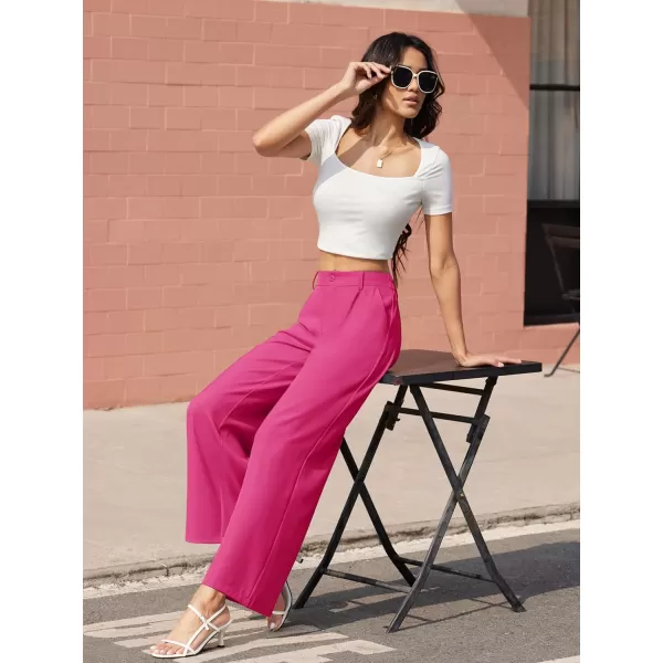 MAGCOMSEN Women's Wide Leg Pant Casual Work Dress Pants High Elastic Waisted Palazzo Flowy Trousers with Pockets