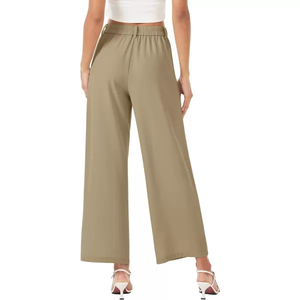MAGCOMSEN Women's Wide Leg Pant Casual Work Dress Pants High Elastic Waisted Palazzo Flowy Trousers with Pockets