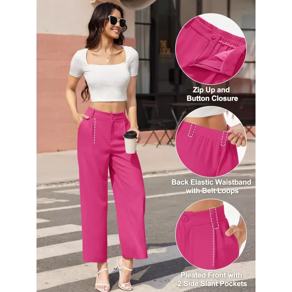 MAGCOMSEN Women's Wide Leg Pant Casual Work Dress Pants High Elastic Waisted Palazzo Flowy Trousers with Pockets