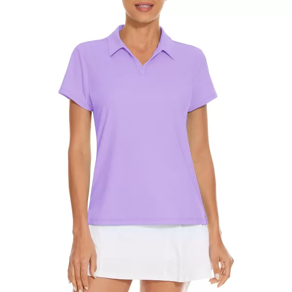 Women's Golf Polo Shirts V Neck UPF 50+ Collared Short Sleeve Tennis Shirt Lightweight Quick Dry Sun Protection Shirts