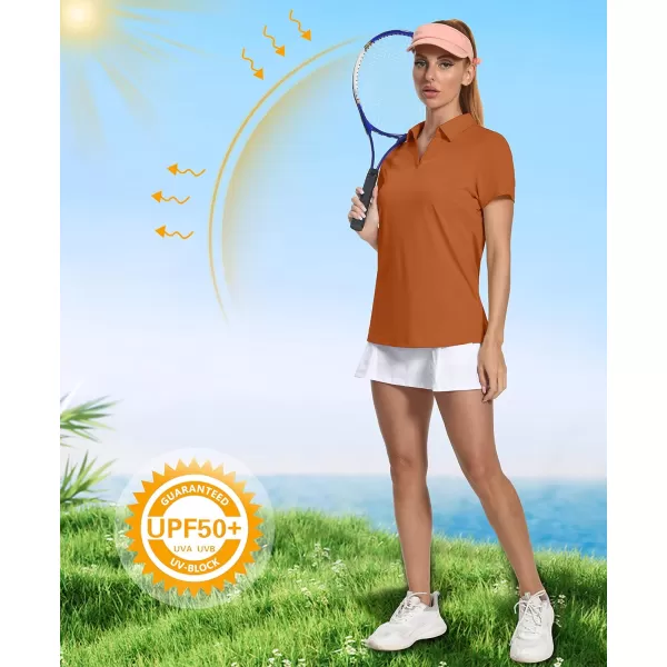 Women's Golf Polo Shirts V Neck UPF 50+ Collared Short Sleeve Tennis Shirt Lightweight Quick Dry Sun Protection Shirts