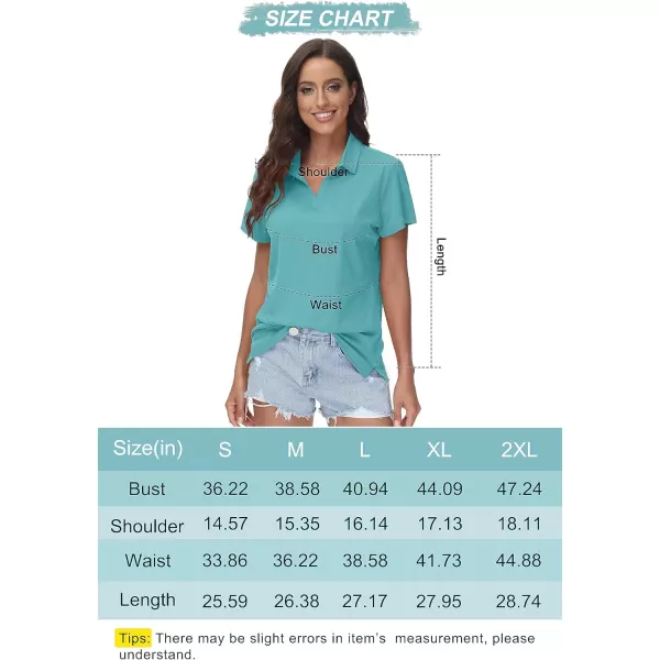 Women's Golf Polo Shirts V Neck UPF 50+ Collared Short Sleeve Tennis Shirt Lightweight Quick Dry Sun Protection Shirts