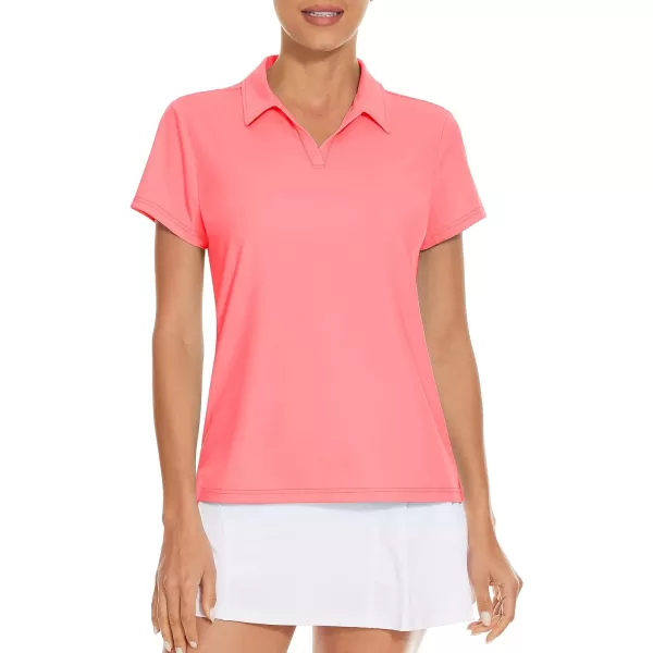 Women's Golf Polo Shirts V Neck UPF 50+ Collared Short Sleeve Tennis Shirt Lightweight Quick Dry Sun Protection Shirts