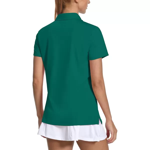 Women's Golf Polo Shirts V Neck UPF 50+ Collared Short Sleeve Tennis Shirt Lightweight Quick Dry Sun Protection Shirts