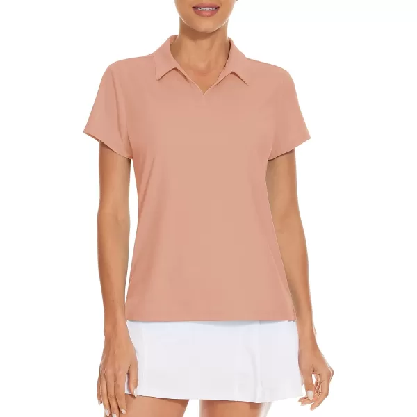 Women's Golf Polo Shirts V Neck UPF 50+ Collared Short Sleeve Tennis Shirt Lightweight Quick Dry Sun Protection Shirts