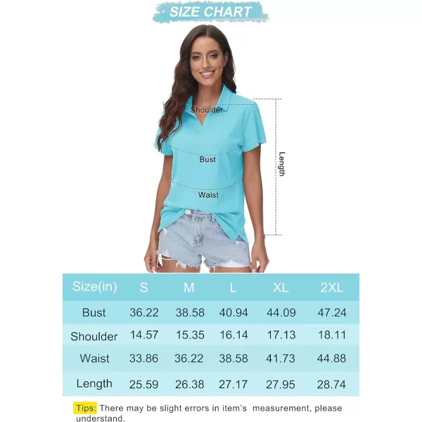 Women's Golf Polo Shirts V Neck UPF 50+ Collared Short Sleeve Tennis Shirt Lightweight Quick Dry Sun Protection Shirts