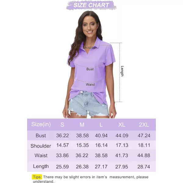 Women's Golf Polo Shirts V Neck UPF 50+ Collared Short Sleeve Tennis Shirt Lightweight Quick Dry Sun Protection Shirts
