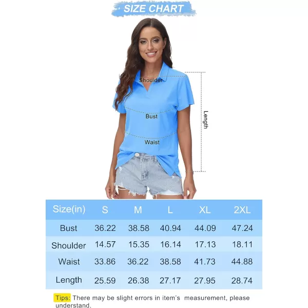 Women's Golf Polo Shirts V Neck UPF 50+ Collared Short Sleeve Tennis Shirt Lightweight Quick Dry Sun Protection Shirts