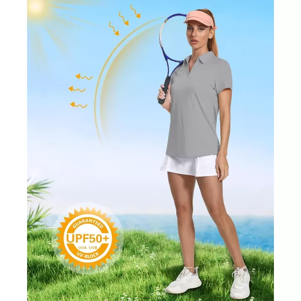 Women's Golf Polo Shirts V Neck UPF 50+ Collared Short Sleeve Tennis Shirt Lightweight Quick Dry Sun Protection Shirts