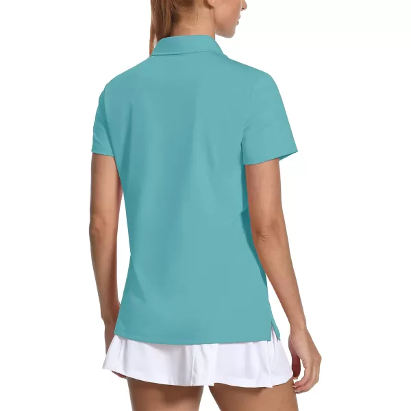 Women's Golf Polo Shirts V Neck UPF 50+ Collared Short Sleeve Tennis Shirt Lightweight Quick Dry Sun Protection Shirts
