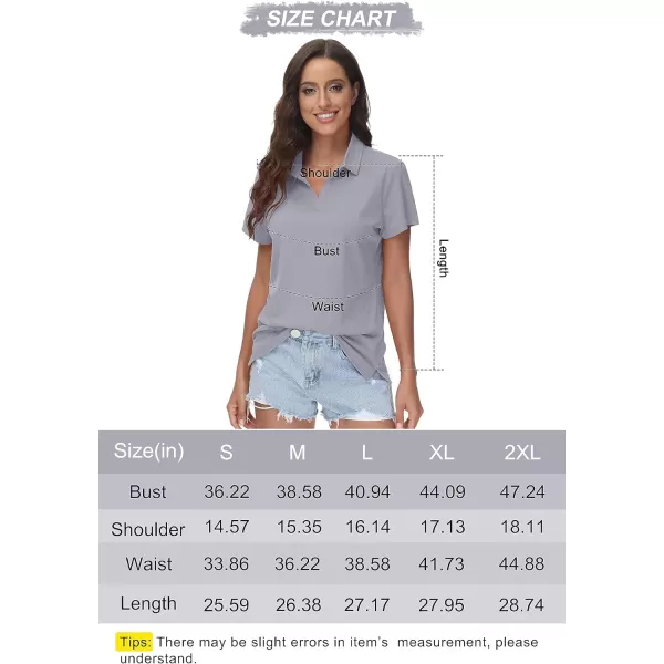 Women's Golf Polo Shirts V Neck UPF 50+ Collared Short Sleeve Tennis Shirt Lightweight Quick Dry Sun Protection Shirts