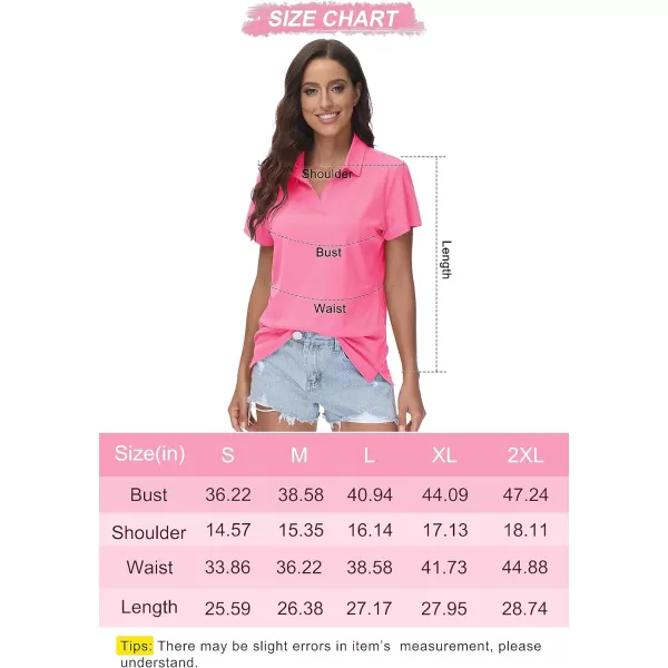 Women's Golf Polo Shirts V Neck UPF 50+ Collared Short Sleeve Tennis Shirt Lightweight Quick Dry Sun Protection Shirts