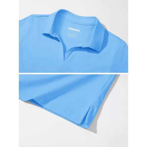 Women's Golf Polo Shirts V Neck UPF 50+ Collared Short Sleeve Tennis Shirt Lightweight Quick Dry Sun Protection Shirts