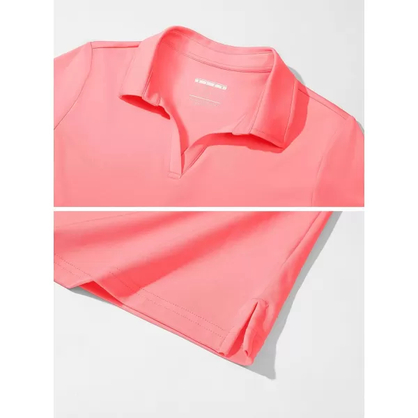 Women's Golf Polo Shirts V Neck UPF 50+ Collared Short Sleeve Tennis Shirt Lightweight Quick Dry Sun Protection Shirts