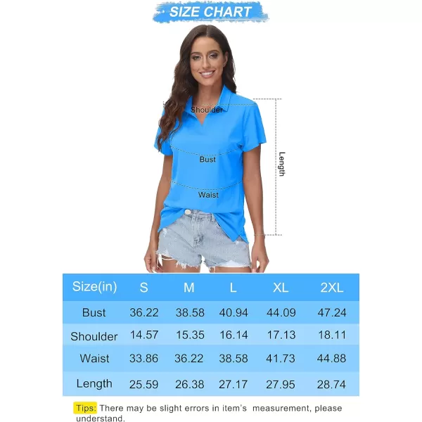 Women's Golf Polo Shirts V Neck UPF 50+ Collared Short Sleeve Tennis Shirt Lightweight Quick Dry Sun Protection Shirts
