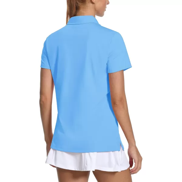Women's Golf Polo Shirts V Neck UPF 50+ Collared Short Sleeve Tennis Shirt Lightweight Quick Dry Sun Protection Shirts