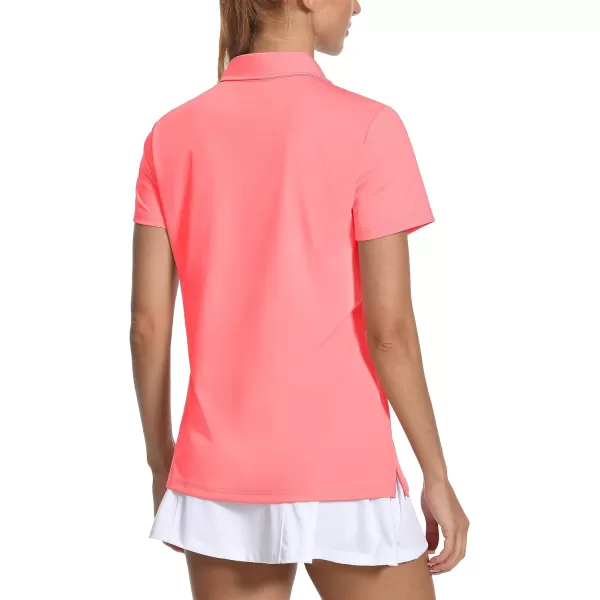Women's Golf Polo Shirts V Neck UPF 50+ Collared Short Sleeve Tennis Shirt Lightweight Quick Dry Sun Protection Shirts