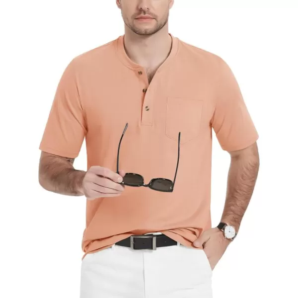 MAGCOMSEN Men's Henley Shirts Short Sleeve Pocket Tee Shirts Cotton Casual T-Shirts Vintage Plain Shirts Summer Fashion