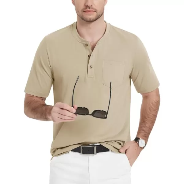 MAGCOMSEN Men's Henley Shirts Short Sleeve Pocket Tee Shirts Cotton Casual T-Shirts Vintage Plain Shirts Summer Fashion