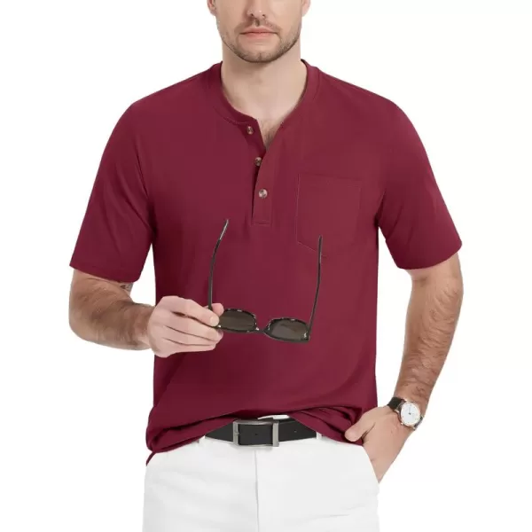 MAGCOMSEN Men's Henley Shirts Short Sleeve Pocket Tee Shirts Cotton Casual T-Shirts Vintage Plain Shirts Summer Fashion
