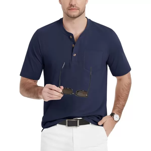 MAGCOMSEN Men's Henley Shirts Short Sleeve Pocket Tee Shirts Cotton Casual T-Shirts Vintage Plain Shirts Summer Fashion