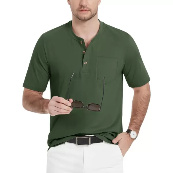 MAGCOMSEN Men's Henley Shirts Short Sleeve Pocket Tee Shirts Cotton Casual T-Shirts Vintage Plain Shirts Summer Fashion