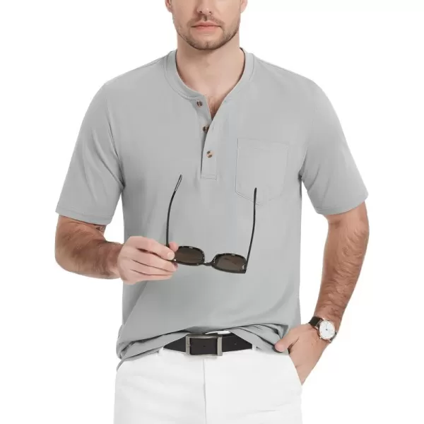MAGCOMSEN Men's Henley Shirts Short Sleeve Pocket Tee Shirts Cotton Casual T-Shirts Vintage Plain Shirts Summer Fashion