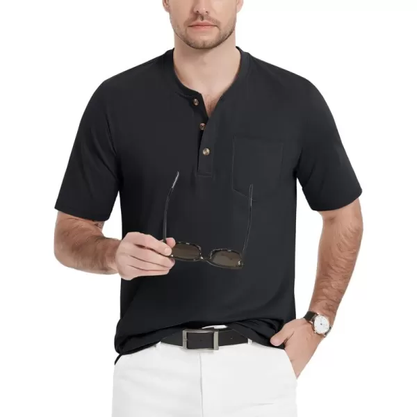 MAGCOMSEN Men's Henley Shirts Short Sleeve Pocket Tee Shirts Cotton Casual T-Shirts Vintage Plain Shirts Summer Fashion