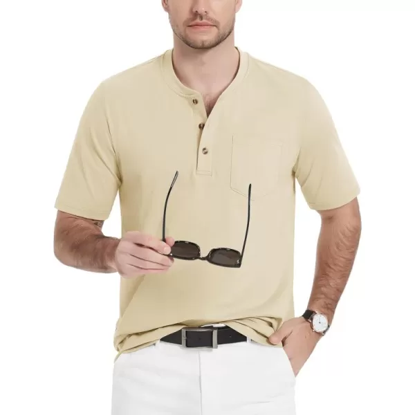MAGCOMSEN Men's Henley Shirts Short Sleeve Pocket Tee Shirts Cotton Casual T-Shirts Vintage Plain Shirts Summer Fashion