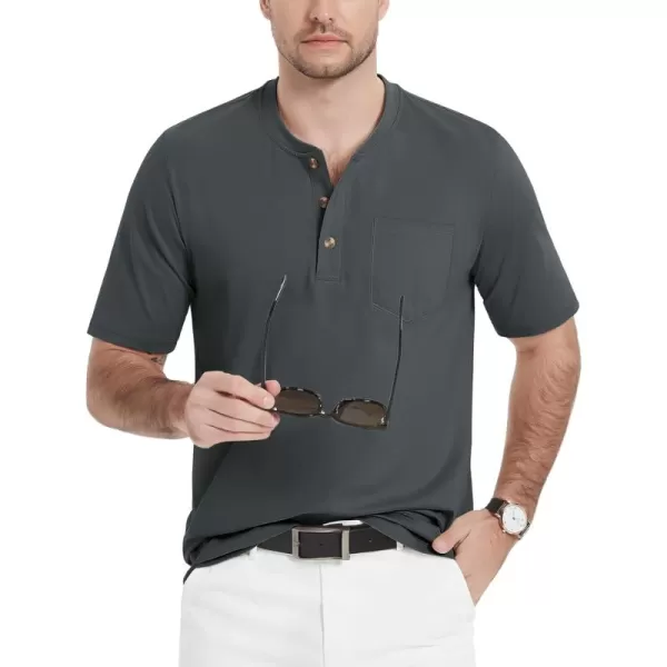 MAGCOMSEN Men's Henley Shirts Short Sleeve Pocket Tee Shirts Cotton Casual T-Shirts Vintage Plain Shirts Summer Fashion