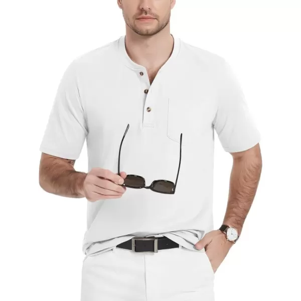 MAGCOMSEN Men's Henley Shirts Short Sleeve Pocket Tee Shirts Cotton Casual T-Shirts Vintage Plain Shirts Summer Fashion