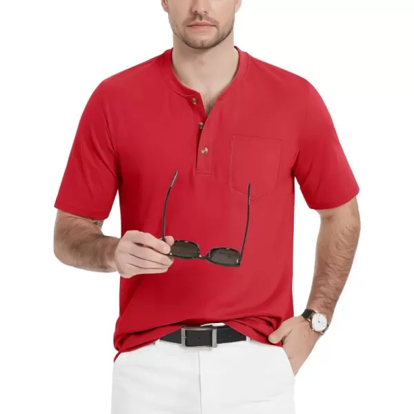 MAGCOMSEN Men's Henley Shirts Short Sleeve Pocket Tee Shirts Cotton Casual T-Shirts Vintage Plain Shirts Summer Fashion