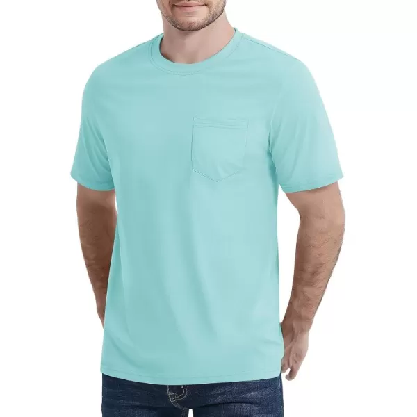 MAGCOMSEN Mens T Shirt Short Sleeve Pocket T Shirt Cotton Crewneck Tee Regular Fit Ribbed Neckline Shirt for Men