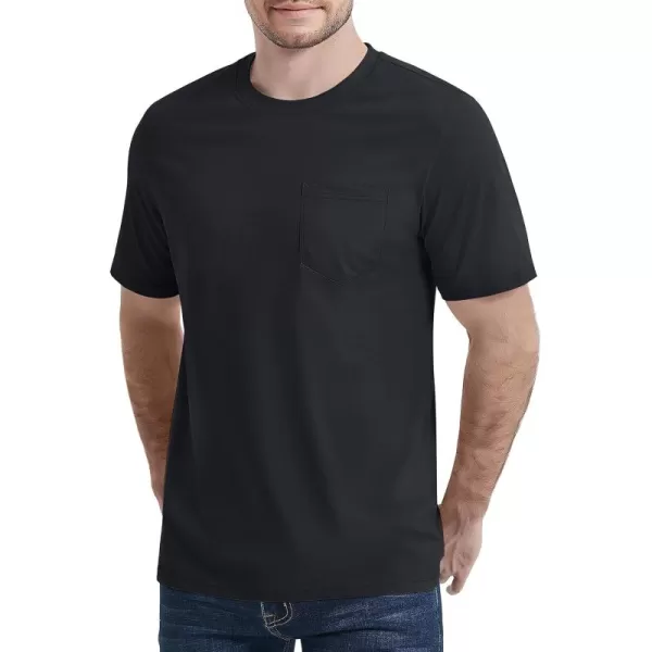 MAGCOMSEN Mens T Shirt Short Sleeve Pocket T Shirt Cotton Crewneck Tee Regular Fit Ribbed Neckline Shirt for Men