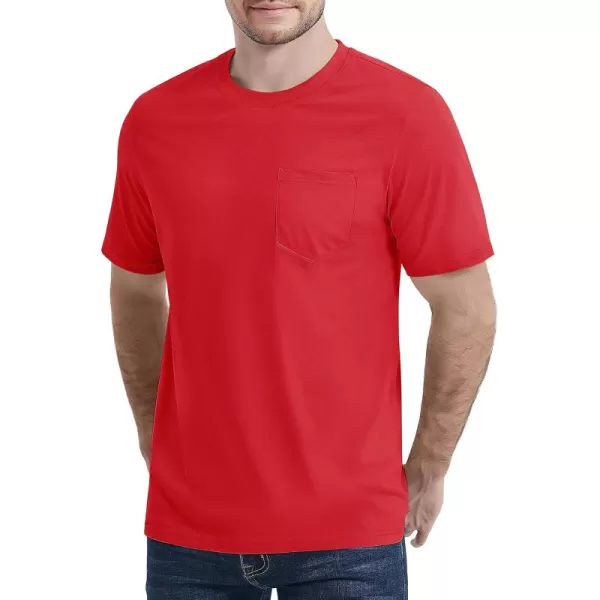 MAGCOMSEN Mens T Shirt Short Sleeve Pocket T Shirt Cotton Crewneck Tee Regular Fit Ribbed Neckline Shirt for Men
