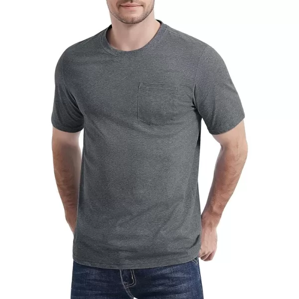 MAGCOMSEN Mens T Shirt Short Sleeve Pocket T Shirt Cotton Crewneck Tee Regular Fit Ribbed Neckline Shirt for Men